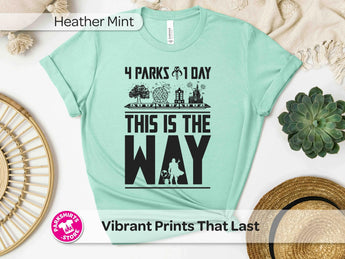 Mandalorian 4 Parks 1 Day Shirt | This Is The Way Park Hopper Tee | Disney World Vacation Shirt | Black Text -Disney Park Shirts- Park Shirts Store