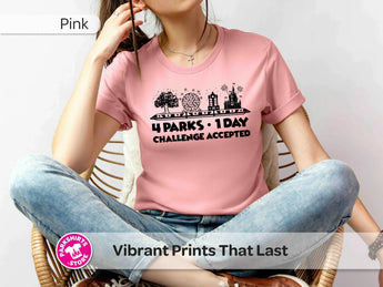 Disney World 4 Parks 1 Day Shirt | 4 Parks Challenge Accepted | Disney Park Hopper Tee | Park Hopping Shirt | Disney Vacation | Black Print -Disney Park Shirts- Park Shirts Store