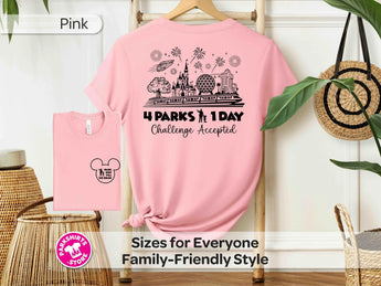 Disney Park Hop Till We Drop Shirt | 4 Parks 1 Day Challenge | Disney World Vacation Tee | Park Hopper Shirt | Front & Back -Disney Park Shirts- Park Shirts Store