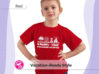 Disney World 4 Parks 1 Day Youth Shirt | Kids Park Hopping Tee | 4 Parks Challenge Shirt | Disney Vacation Shirt | Kids Disney Tee -Disney Park Shirts- Park Shirts Store