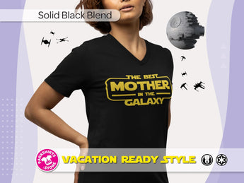 Best Mother in the Galaxy Women's Star Wars V-Neck -Disney Park Shirts- Park Shirts Store