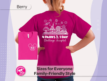 Disney Park Hop Youth Shirt | 4 Parks 1 Day Challenge Tee | Kids Park Hopper Shirt | Disney Vacation Shirt -Disney Park Shirts- Park Shirts Store