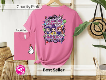 Anime K-Pop Shirt | Girl Trio Graphic Tee | K-Pop Inspired Streetwear | Anime Graphic Shirt | Front & Back -Disney Park Shirts- Park Shirts Store