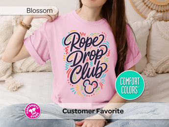 Disney Rope Drop Club Shirt, Rope Drop Disney Tee, Disney Park Vacation Shirt, Early Riser Park Shirt, Front Graphic Disney Tee -Disney Park Shirts- Park Shirts Store