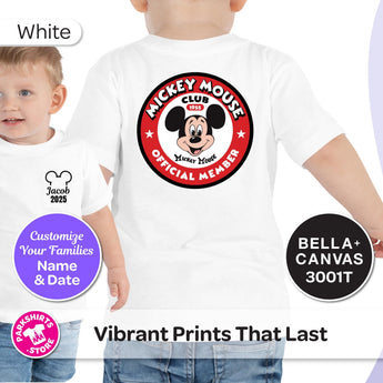 Personalized Mickey Mouse Club Toddler Shirt | Custom Name & Year Tee | Retro Mickey Disney Shirt | Disney Vacation | Matching Family - Park Shirts Store