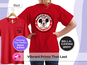 Personalized Mickey Mouse Club Youth Shirt | Custom Name & Year Tee | Retro Mickey Kids Shirt | Disney Vacation Shirt | Club Member -Disney Park Shirts- Park Shirts Store