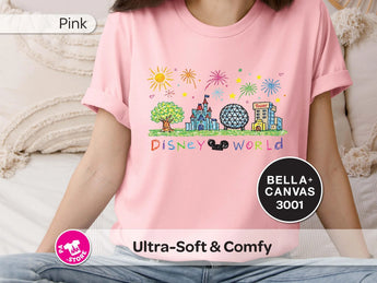 4 Parks 1 Day Disney Shirt | Disney World Crayon Tee | Disney Park Icons Shirt | Disney Vacation Shirt | Family Tee -Disney Park Shirts- Park Shirts Store