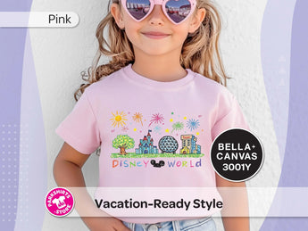 4 Parks 1 Day Kids Shirt | Disney World Youth Tee | Crayon Style Park Icons | Disney Vacation Shirt | Matching Family -Disney Park Shirts- Park Shirts Store