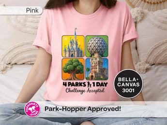4 Parks 1 Day Challenge Shirt – 4 Square Design -Disney Park Shirts- Park Shirts Store