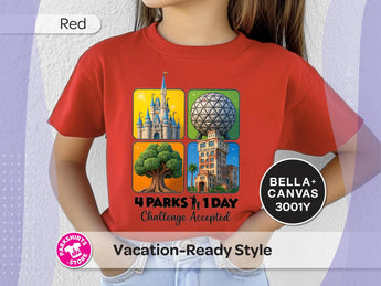 4 Parks 1 Day Youth Shirt – 4 Square Design -Disney Park Shirts- Park Shirts Store
