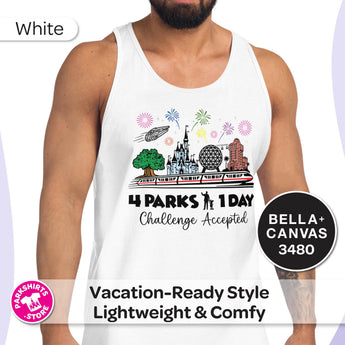 4 Parks 1 Day Challenge Accepted Tank Top | Disney Park Hopper Tank | Disney Vacation Tank | Men's Disney-Inspired Tank - Park Shirts Store