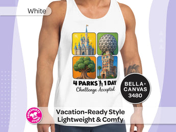 4 Parks 1 Day Challenge Accepted Tank Top | Pixar-Inspired Disney Park Hopper Tank | Disney Vacation Tank -Disney Park Shirts- Park Shirts Store