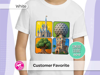 Disney World 4 Parks Youth Shirt, 4 Parks Disney Kids Tee, Magic Kingdom Epcot Animal Kingdom Hollywood Studios, Disney Vacation Shirt -Disney Park Shirts- Park Shirts Store