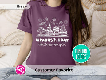 4 Parks 1 Day Challenge Accepted Shirt | Disney Park Hopper Tee | Disney World Vacation Shirt | Disney Family Matching Shirt | 4 Parks 1 Day -Disney Park Shirts- Park Shirts Store