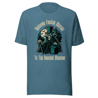 Disney – Welcome Foolish Mortals Haunted Mansion T-Shirt 👻💀 (Tan) -Disney Park Shirts- Park Shirts Store