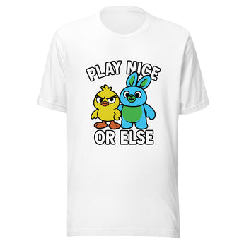 Toy Story – Ducky & Bunny "Play Nice or Else" t-shirt - Park Shirts Store