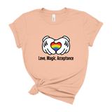 Peach-Shirt-Mockups-front-Love-Magic-Acceptance-Disney-t-shirt