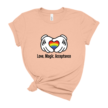 Peach-Shirt-Mockups-front-Love-Magic-Acceptance-Disney-t-shirt