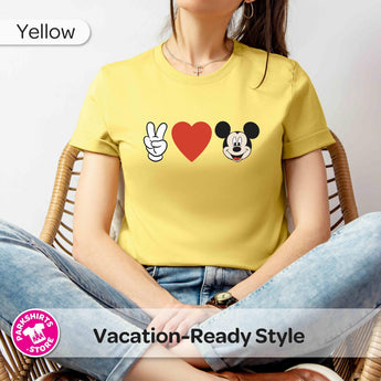 Peace Love Mickey Mouse T-Shirt | Minimalist Disney Graphic Tee | Mickey Disney Vacation Shirt | Matching Family Tee - Park Shirts Store