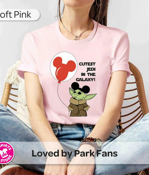 Grogu T-Shirt | Cutest Jedi in the Galaxy | Mickey Balloon Star Wars Disney Tee | Disney Vacation Shirt | Park-Ready Graphic Tee -Disney Park Shirts- Park Shirts Store