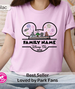 Personalized Disney Family Shirt, Custom Disney Vacation Tee, 4 Parks Mickey Design, Family Name & Year, Matching Disney Shirts -Disney Park Shirts- Park Shirts Store