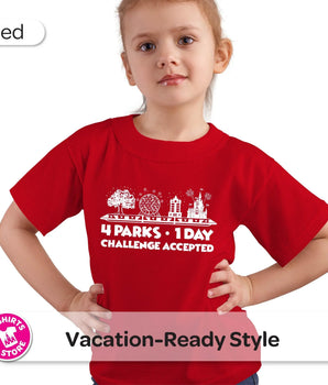 Disney World 4 Parks 1 Day Youth Shirt | Kids Park Hopping Tee | 4 Parks Challenge Shirt | Disney Vacation Shirt | Kids Disney Tee -Disney Park Shirts- Park Shirts Store