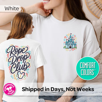 Disney Rope Drop Club Shirt | Castle Front & Back Tee | Disney Park Day Shirt | Park Hopper Vacation Graphic Tee - Park Shirts Store