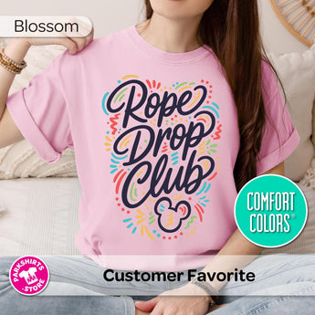 Disney Rope Drop Club Shirt, Rope Drop Disney Tee, Disney Park Vacation Shirt, Early Riser Park Shirt, Front Graphic Disney Tee - Park Shirts Store