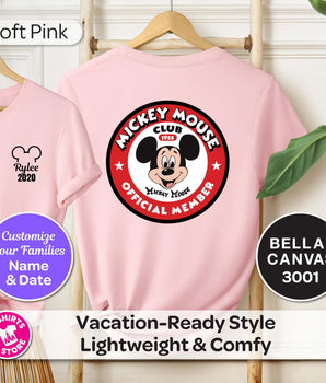 Personalized Mickey Mouse Club Shirt | Custom Name & Year Tee | Retro Mickey Disney Shirt | Vintage Disney Vacation | Family Trip - Park Shirts Store
