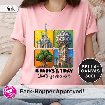 4 Parks 1 Day Shirt, Pixar Inspired Park Hopper Tee, Disney World Vacation Shirt, 4 Parks Challenge T-Shirt, Family Park Shirt - Park Shirts Store
