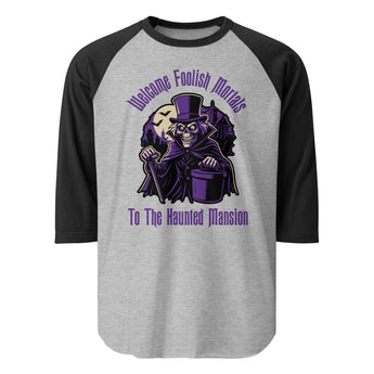 Welcome Foolish Mortals Hatbox Ghost 3/4 sleeve raglan shirt - Park Shirts Store