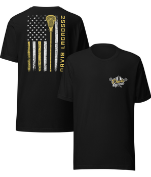 Davis Lacrosse Adult T-Shirt – LAX Back Large Flag Yellow